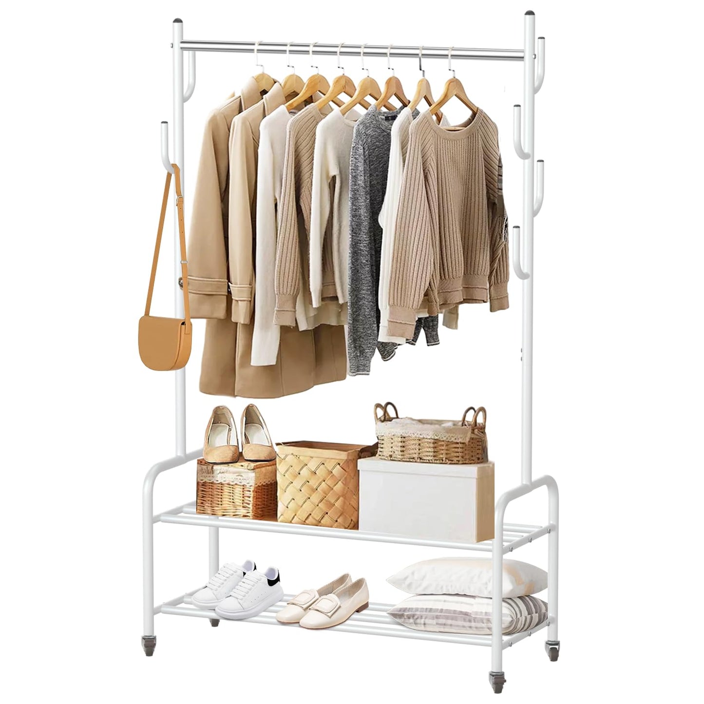 VICERII Heavy Duty Rolling Clothes Rack with Shelves