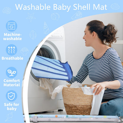Baby Gym Play Mat for Babies 0-6 Months Infant Tummy Time Mat Activity Gym, Blue Shell Baby Gyms & Playmats Newborn Brain Sensory Development 6-12 Months, Baby Gifts