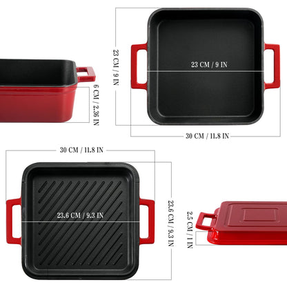 Cast Iron Dutch Oven with Skillet Lid 9x9