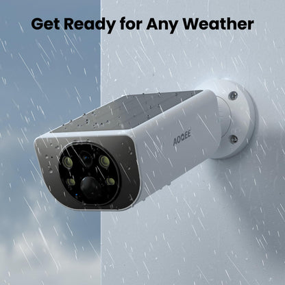 AOQEE 2K Solar Camera Outdoor Wireless-2.4Ghz WiFi Cameras for Home Security, Continuous Power, Color Night Vision, SD Card/Cloud Storage, Waterproof, Compatible with Alexa/Google Home S1 (1 Pack)