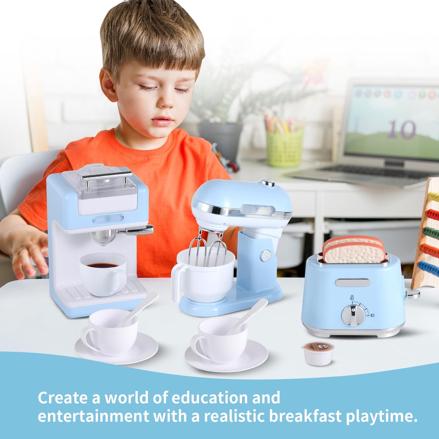 Kids Kitchen Appliances Toy Set with Light & Sound