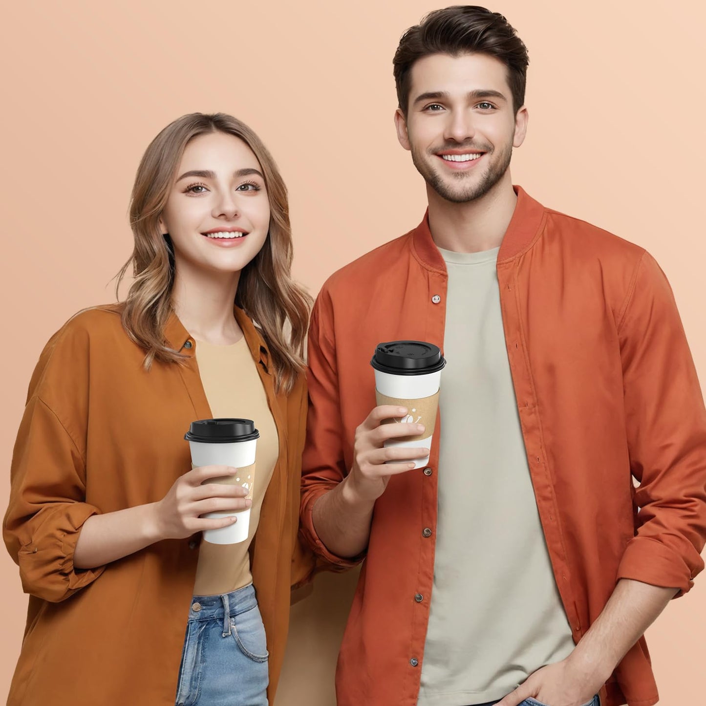 16 Ounce Coffee Cups with Lids - 100 Pack