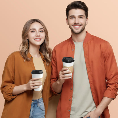 16 Ounce Coffee Cups with Lids - 100 Pack