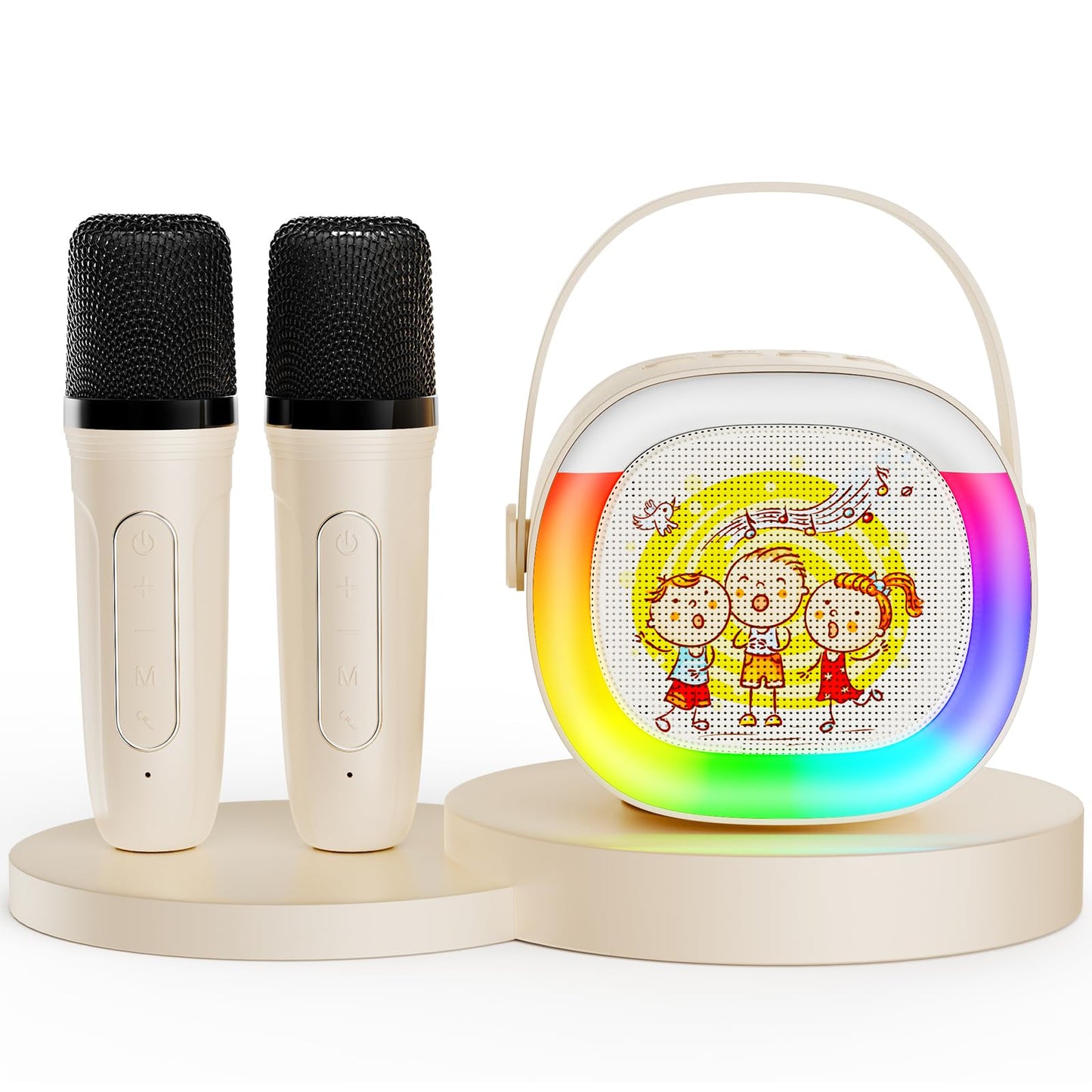 Mini Karaoke Machine with 2 Wireless Microphones