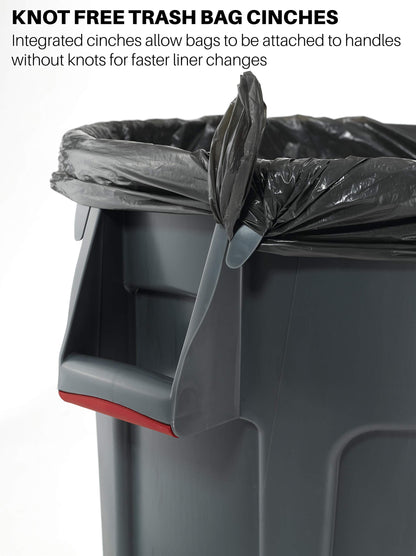 Rubbermaid Commercial Products BRUTE Heavy-Duty Round Trash/Garbage Can with Venting Channels, 44-Gallon, Black, Waste Container for Landscapers/Construction/Restaurants/Warehouses/Home, Pack of 3
