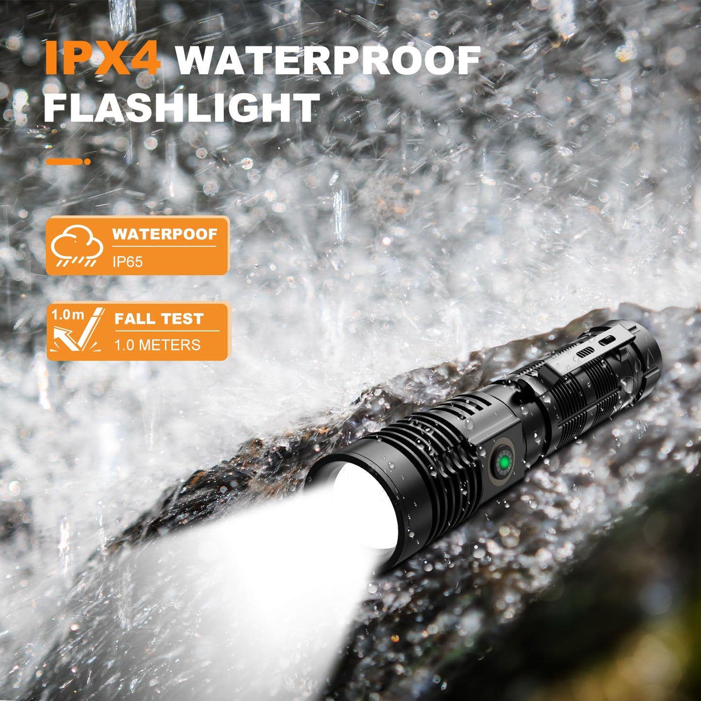 20000 Lumens Rechargeable Tactical Flashlight USB Zoomable