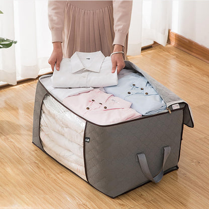 90L Large Storage Bag, 4 Pack Foldable Blanket Storage Bins, Clothing Storage Bins, Foldable Clothes Organizer and Storage Containers with Lids and Handle for Organizing Bedroom, Closet, Clothing