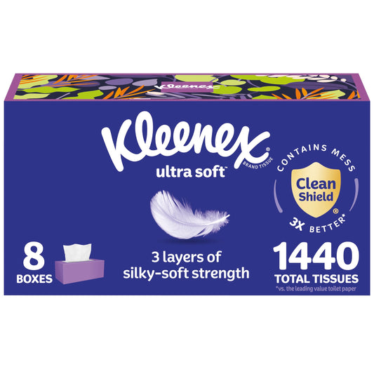 180 Tissues Kleenex Ultra Soft Facial Tissue Boxes