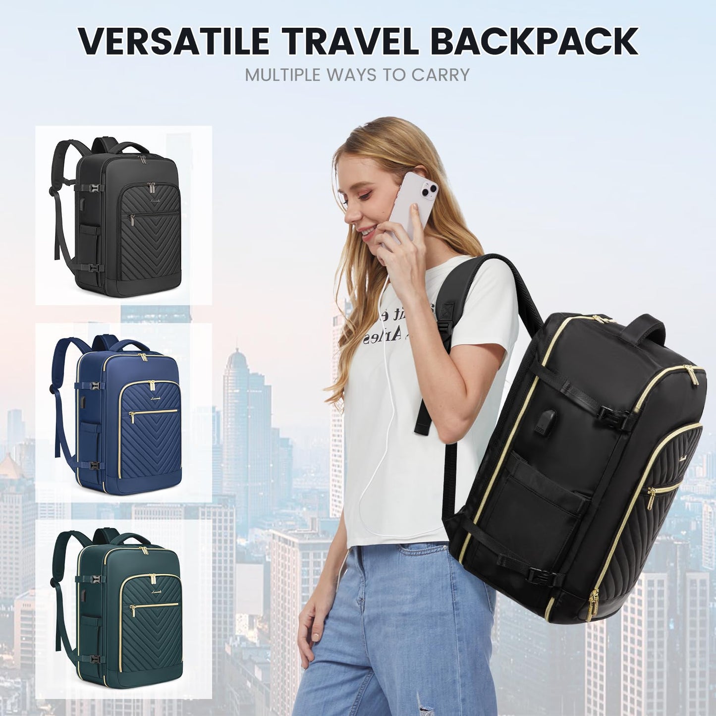 LOVEVOOK 50L Waterproof Travel Backpack with USB Port