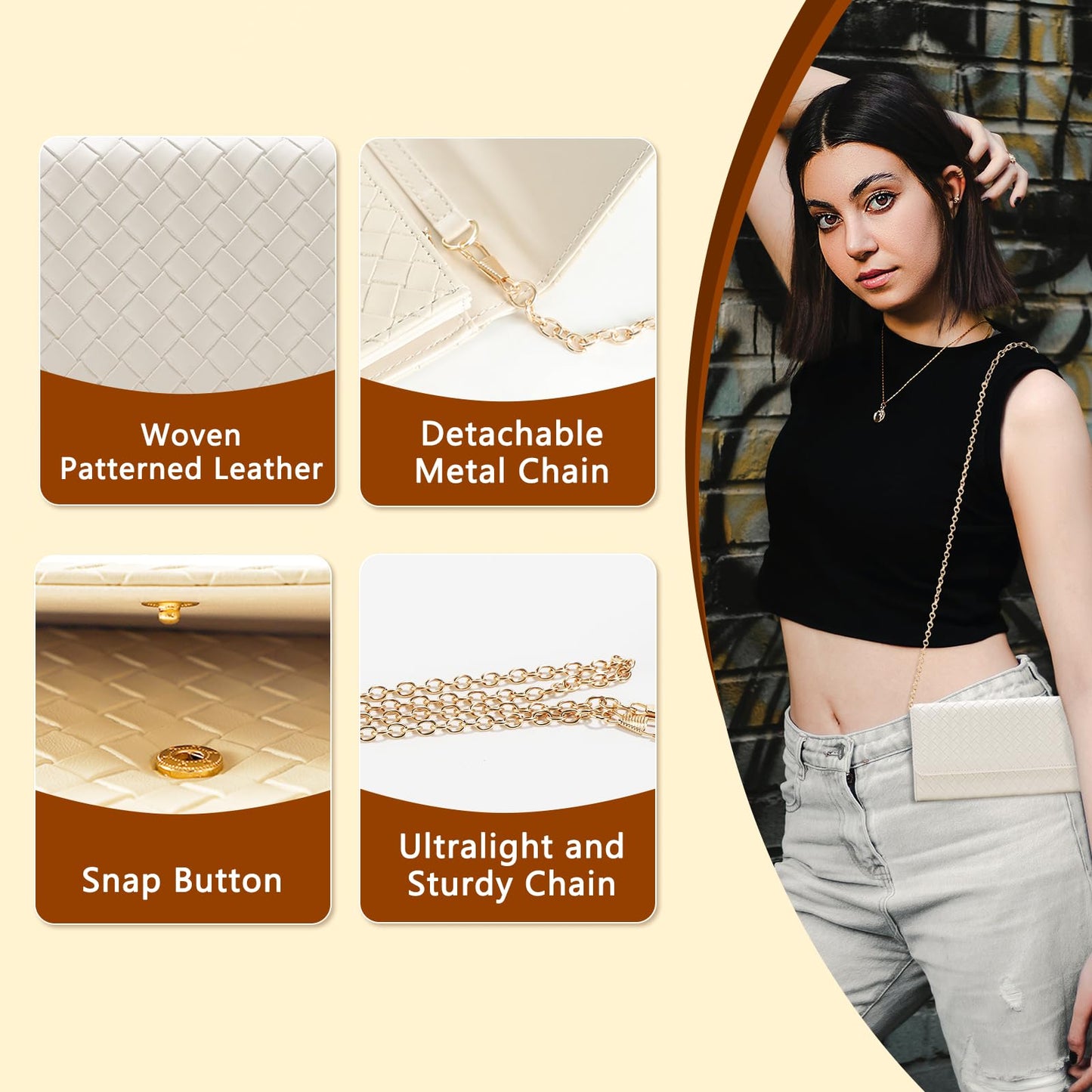 Crossbody Bag with Credit Card Slots and Chain