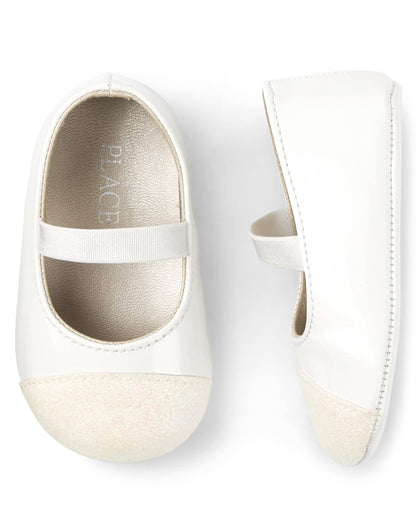The Children's Place Baby Girls and Newborn Ballet Flats, White, 6 Months-12 Months infant