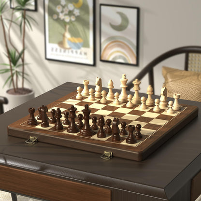 15" Magnetic Wooden Chess and Checkers Set