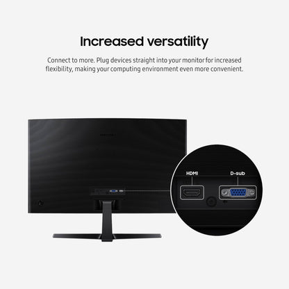 SAMSUNG 24" Essential S3 (S36GD) Series FHD 1800R Curved Computer Monitor, 100Hz, Game Mode, Advanced Eye Comfort, HDMI and D-sub Ports, LS24D366GANXZA, 2024