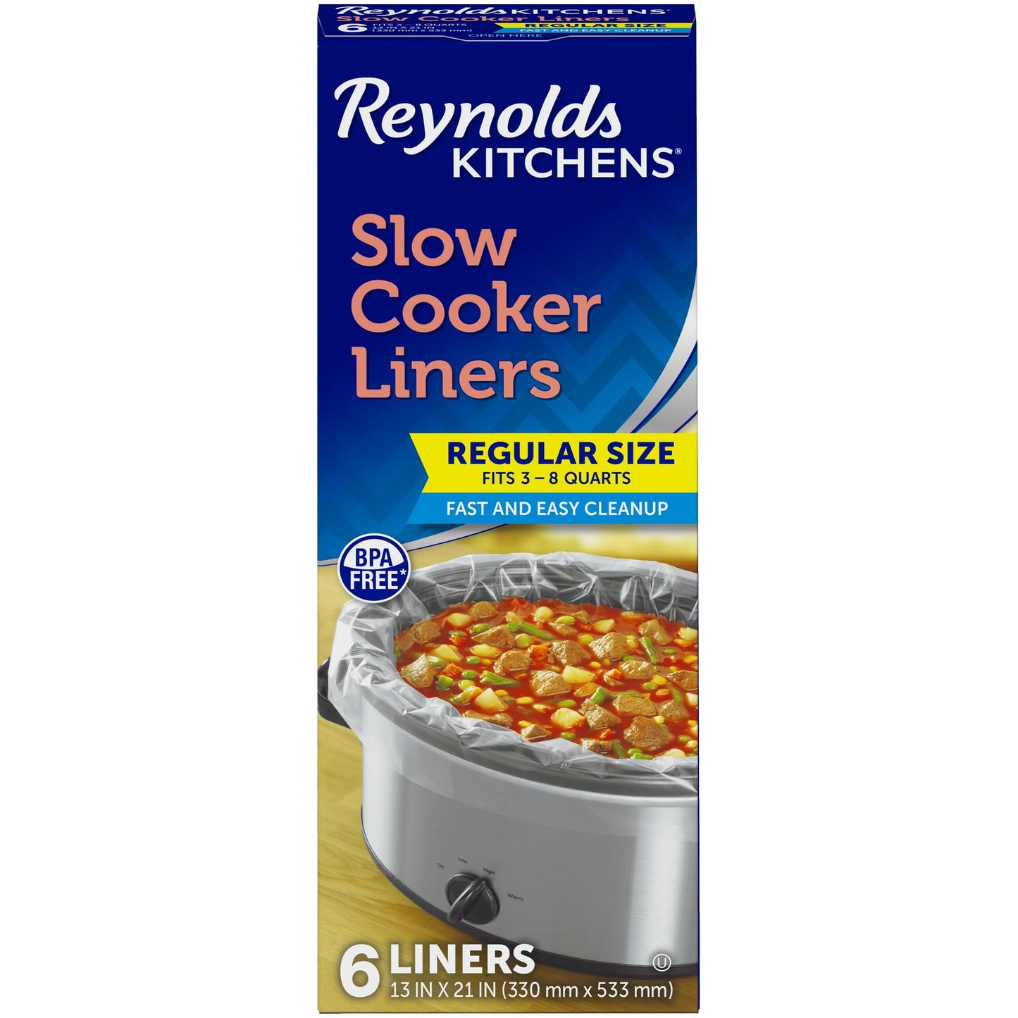 Reynolds Slow Cooker Liners, 3-8 Quart, 6 Count