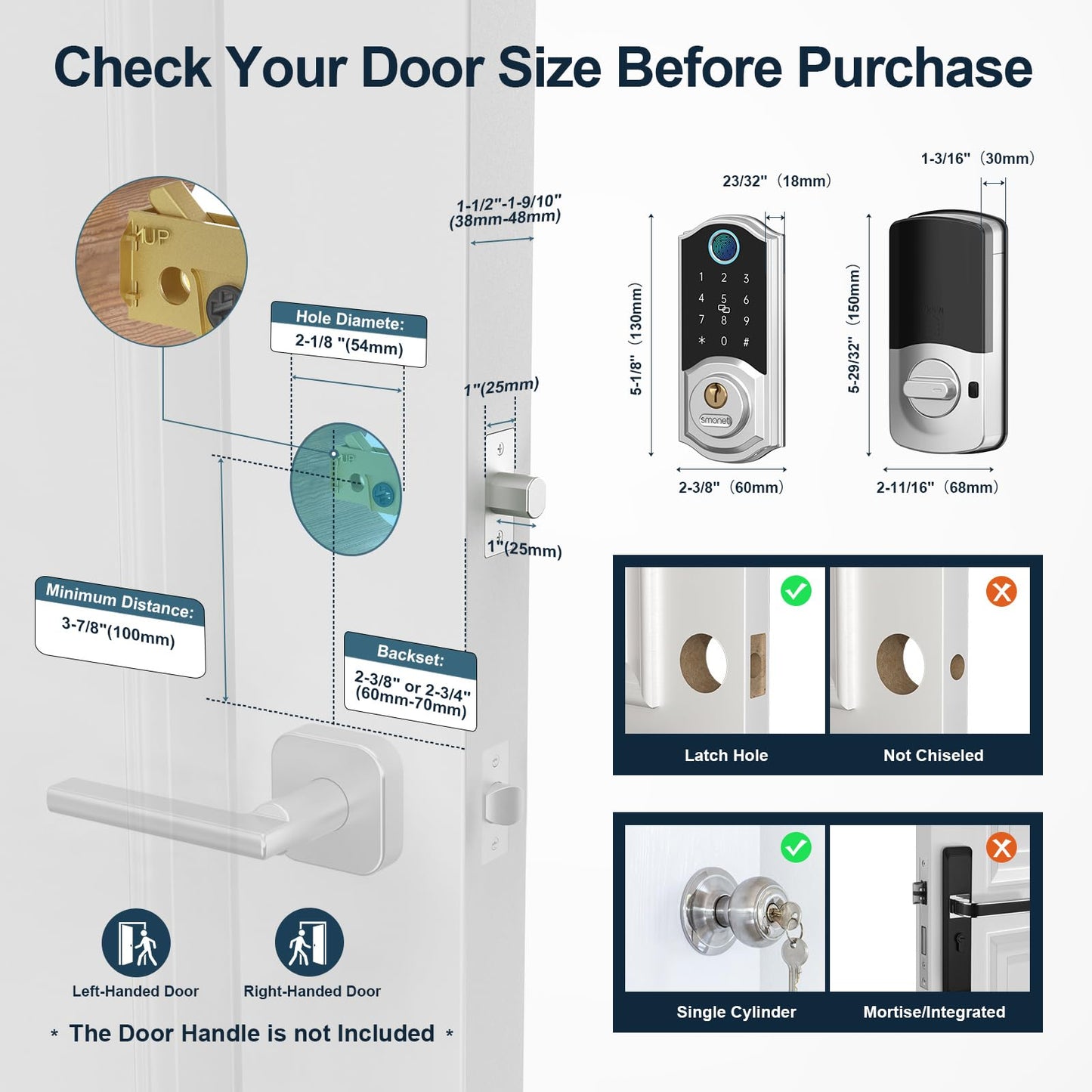 SMONET Smart Fingerprint Deadbolt Door Lock