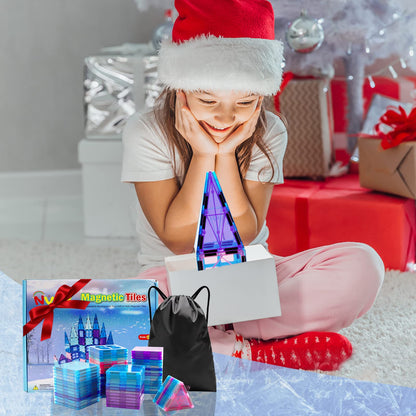 NVHH Magnetic Tiles Kids Toys for 3 4 5 6 7 8+ Year Old Boys Girls Frozen Toys Castle Princess Magnetic Building Blocks Educational Toddler Girls Toys Age 2-4 5 6-8 Year Old Girl Boy Birthday 47pcs