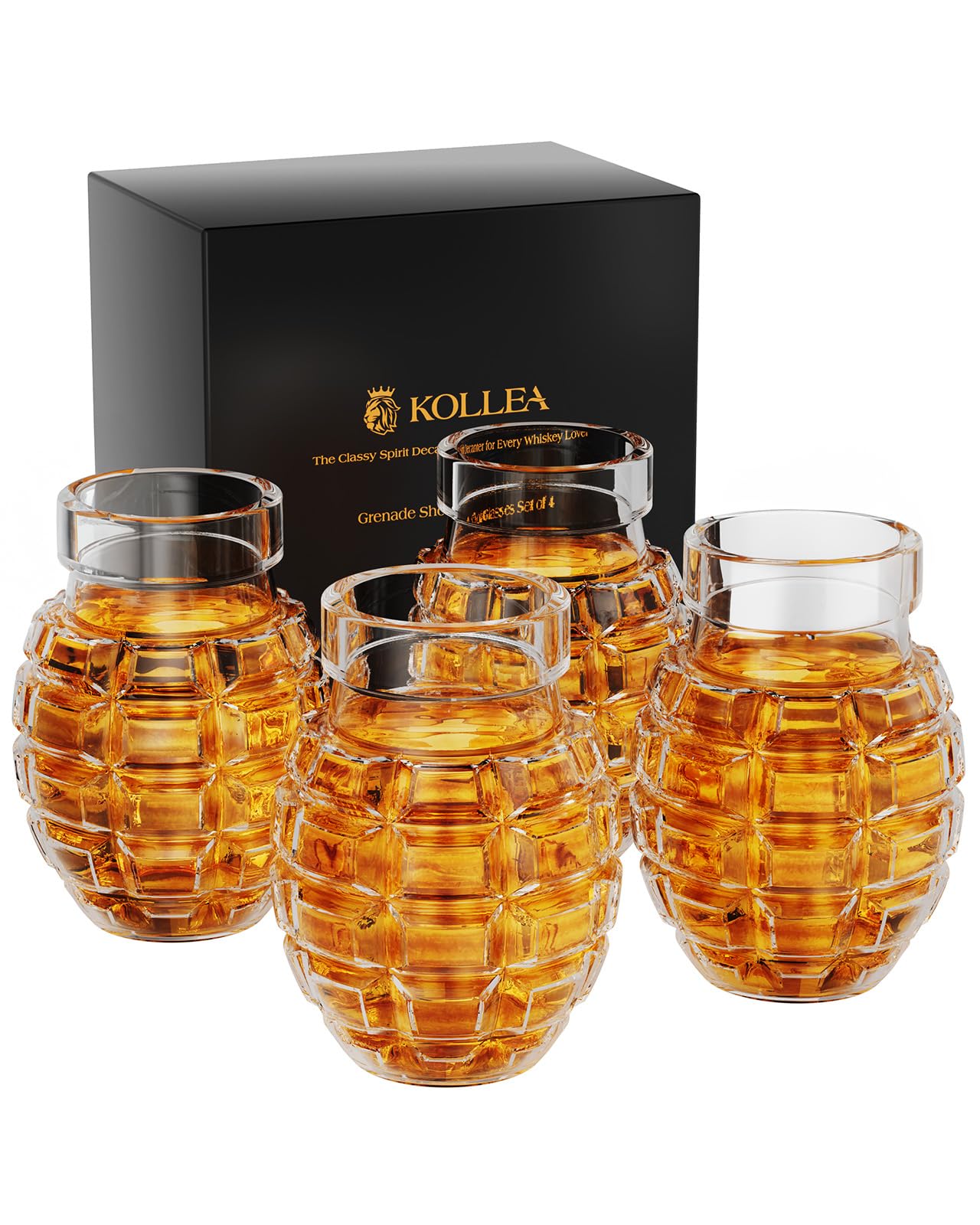 Set of 4 Grenade Whiskey Glasses in Gift Box
