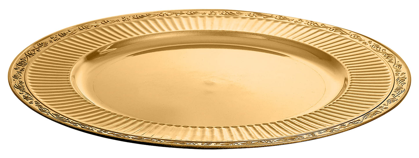 Yesland 12 Pack Gold Charger Plates with Hammered Rim, 13 Inch Plastic Round Charger for Dinner Plates Dinner Chargers Set for Wedding Decorative, Party, Tabletop, Thanksgiving, Restaurant