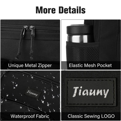 Jiauny School Backpack,Bookbag Lightweight Backpack Classic Scoolbag with USB Charging Port for High School Teens College Students Work Office Adult,Black