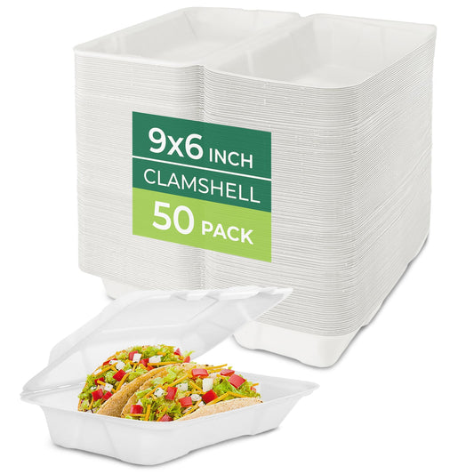 Freshware Biodegradable Clamshell Food Containers 50-Pack