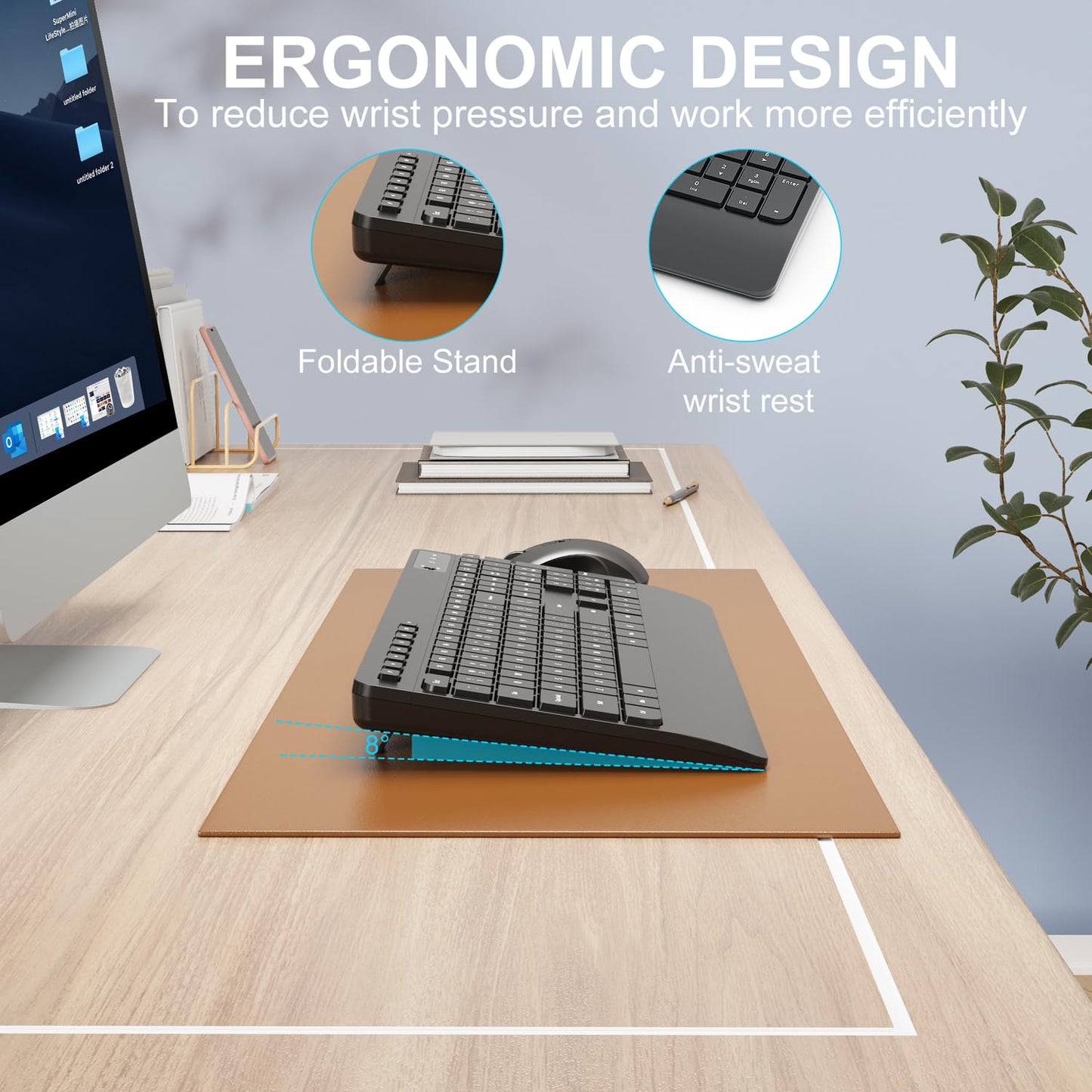 Wireless Ergonomic Keyboard and Mouse Combo