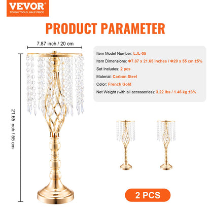 VEVOR Gold Crystal Wedding Centerpieces 2PCS 55cm