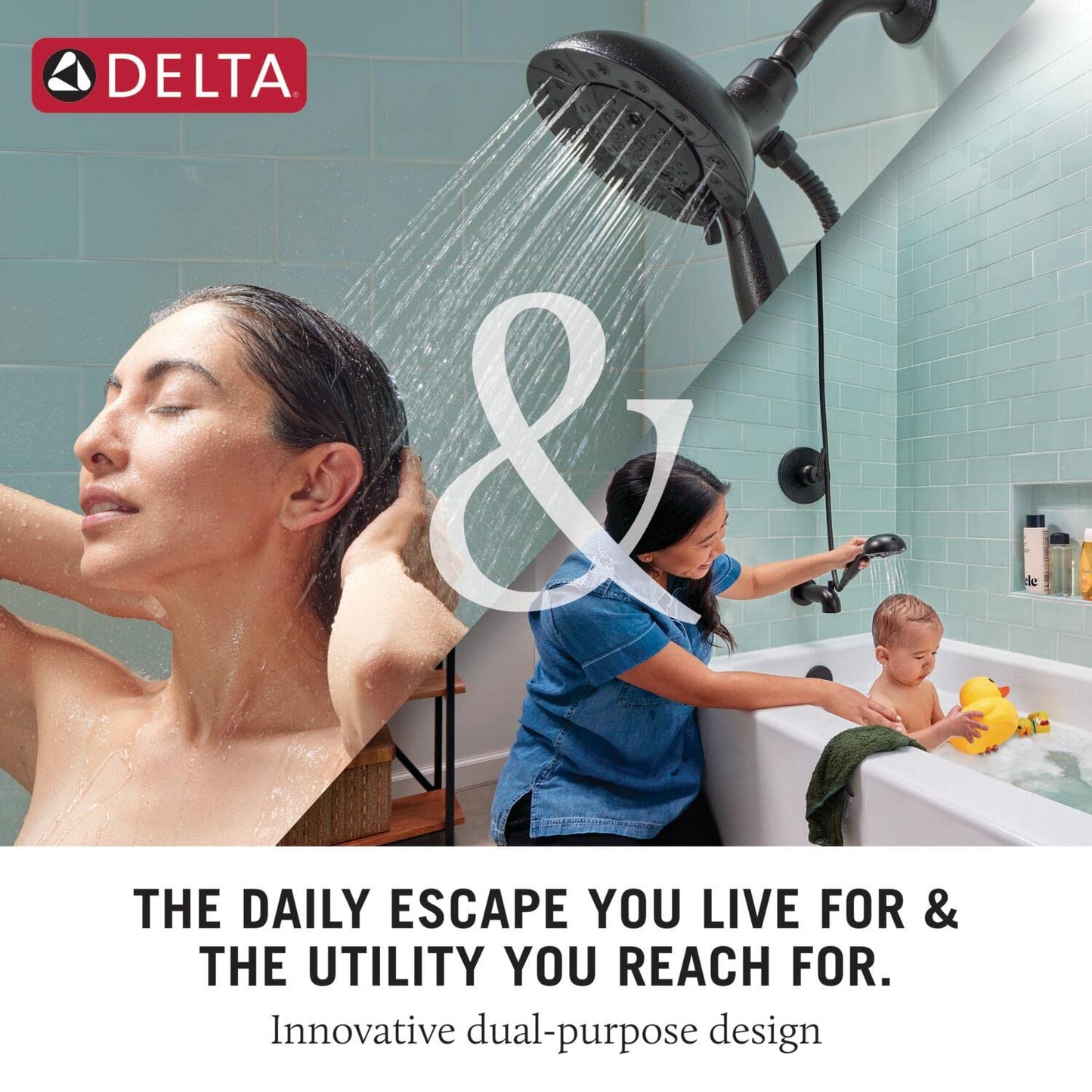 Delta Faucet 4-Setting In2ition 2-in-1 Dual Shower Head with Handheld, Brushed Nickel Round Shower Head with Hose, Detachable Shower Head, Hand Held Shower Head, SpotShield Stainless 75486CSN