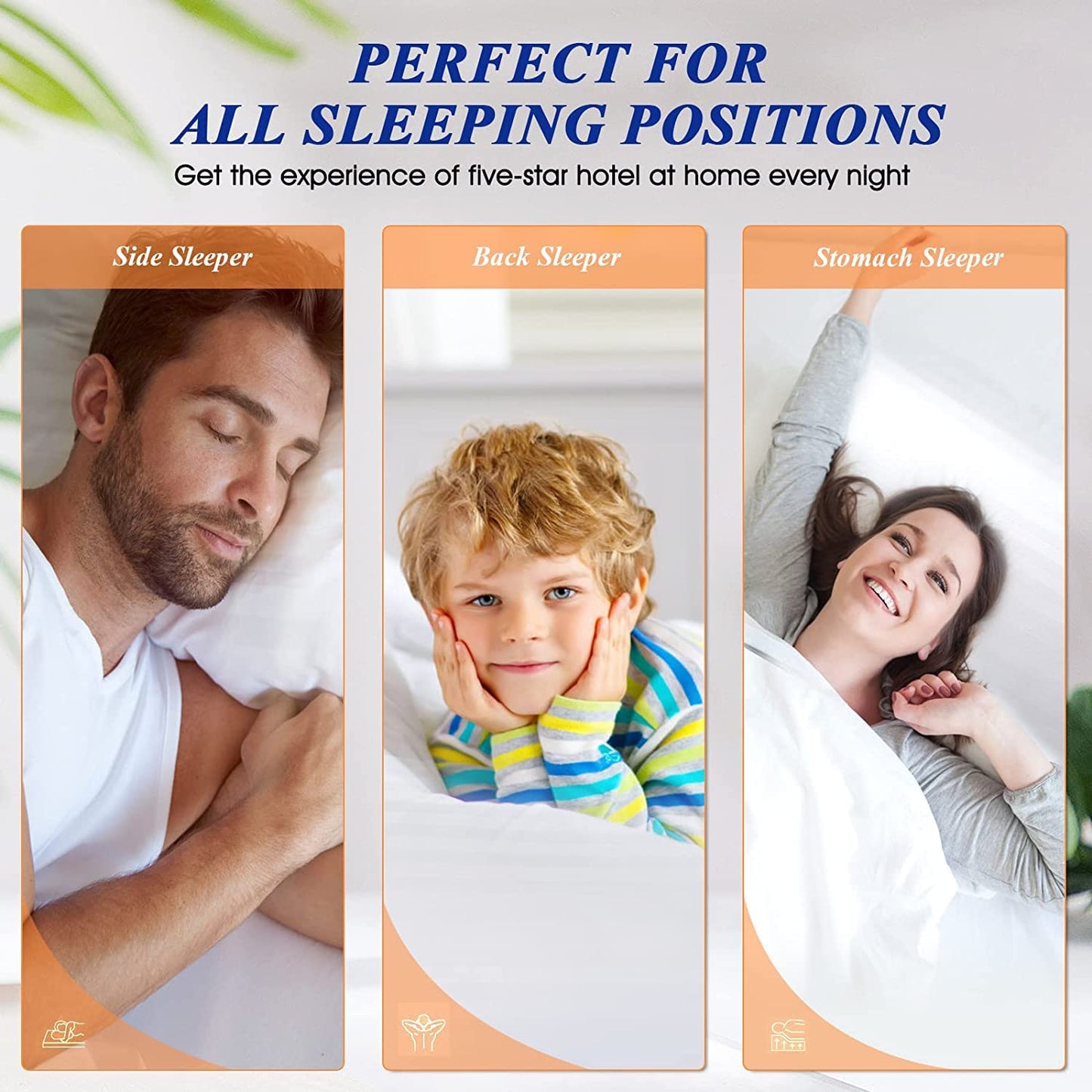 SEMZSOM Hotel Collection Bed Pillows Queen Size Set of 2, Soft & Supportive Down Alternative Pillow for Side or Back Sleeper