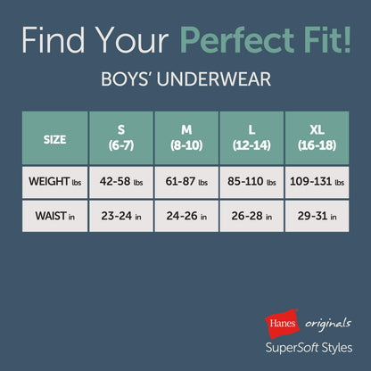 Hanes Ultimate Big Hanes Originals Ultimate Supersoft Boys' Boxer Brief Underwear, Assorted, Black 5-Pack