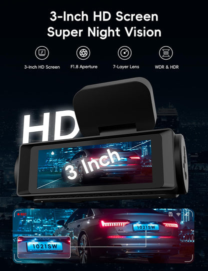 MiraFace 4K Dash Cam Front Rear Wi-Fi 32GB