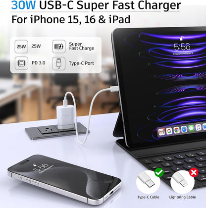 30W USB C Charger with 6ft Cable