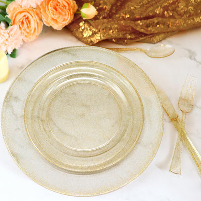 125PCS Heavy Duty Gold Plastic Plates