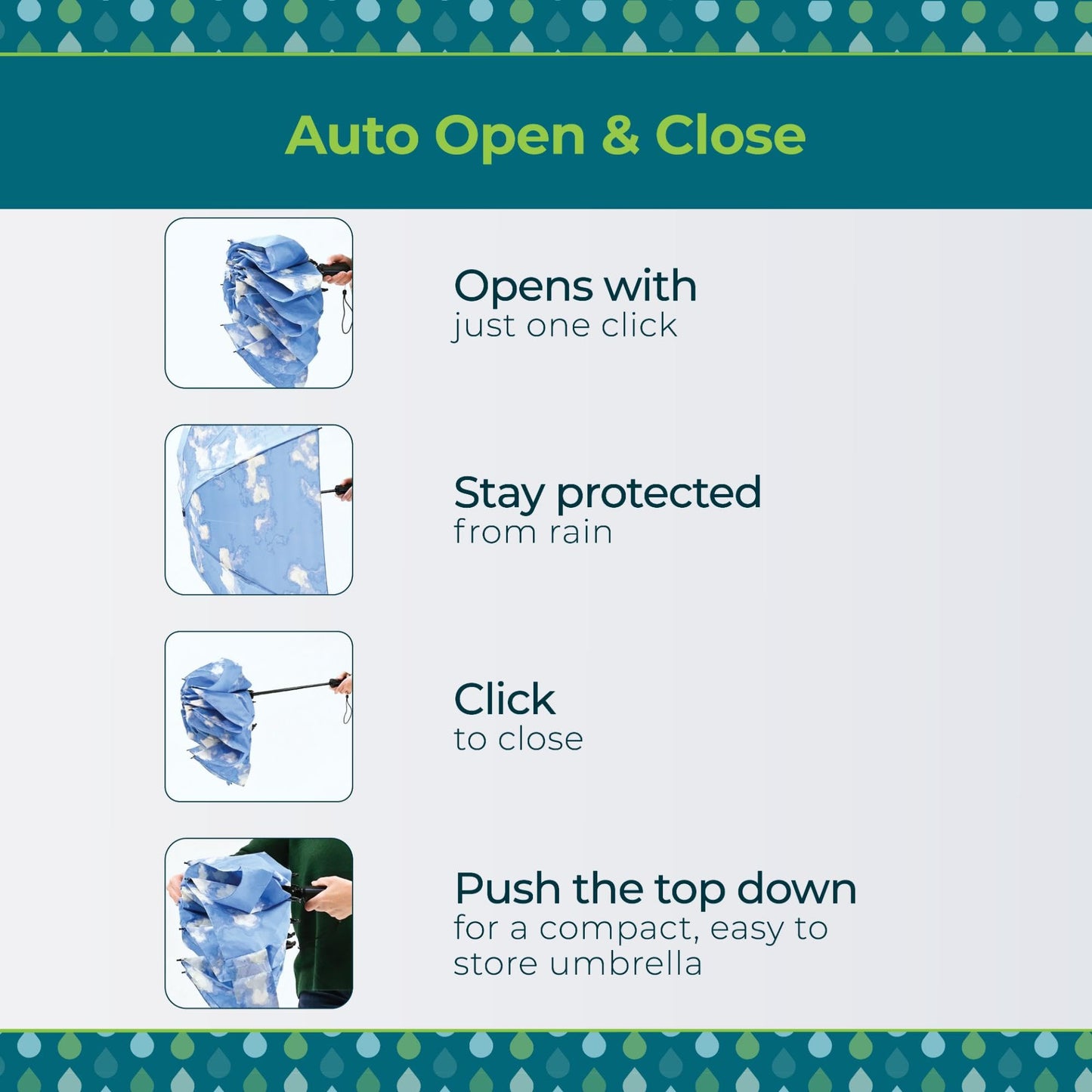 totes Compact Windproof Auto Open Close Umbrella