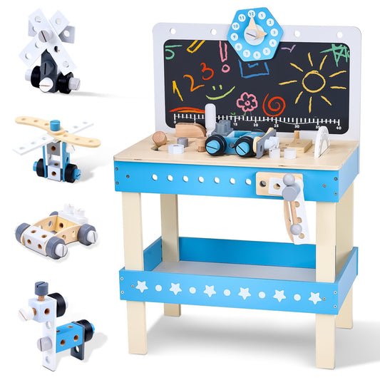 Kids Wooden Tool Workbench Playset with Storage