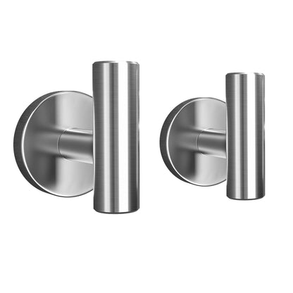 SOCONT Towel Hooks for Bathrooms Wall Mount, 2 Pack Silver Brushed Towel Hook for Hanging, Heavy-Duty Bathroom Wall Hooks for Towel Robe Black Wall Hooks SUS 304 Stainless Steel for Bathroom Kitchen