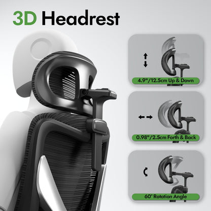 Ergalithic Ergonomic Office Chair - X-Shaped Computer Desk Chair Comfy, Gaming Chair, Office Chair with Lumbar Support, Mesh Office Chairs with Headrests, Desk Chair for Long Hours (Black Silver)