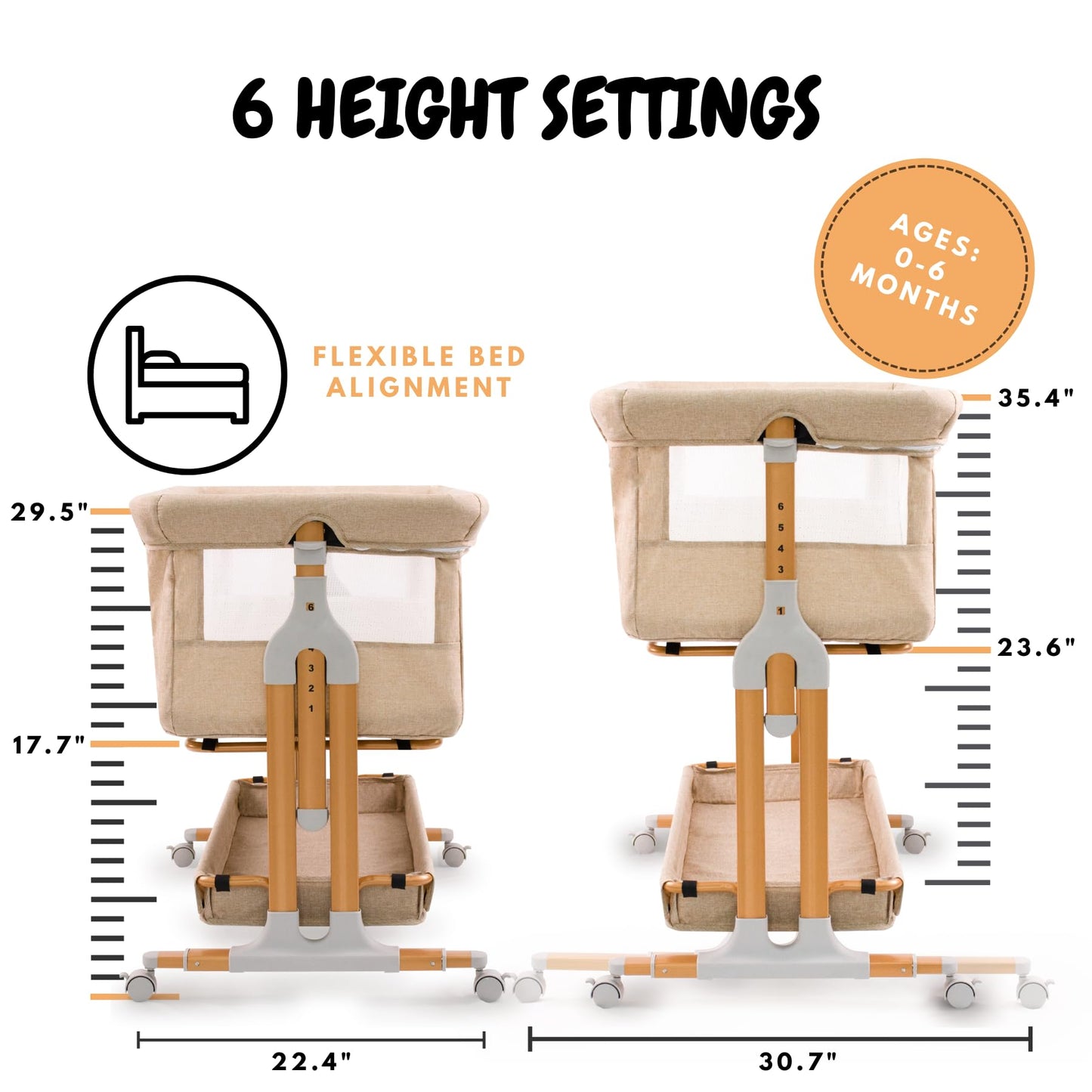 Convertible Baby Bassinet Bedside Sleeper with Wheels
