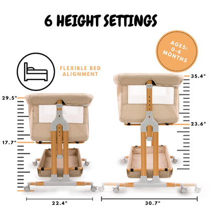 Convertible Baby Bassinet Bedside Sleeper with Wheels