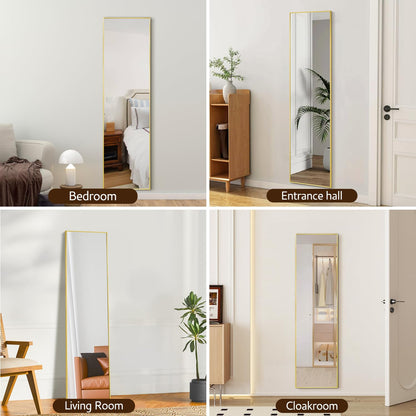 Gold Full Length Mirror 55"x15" for Wall