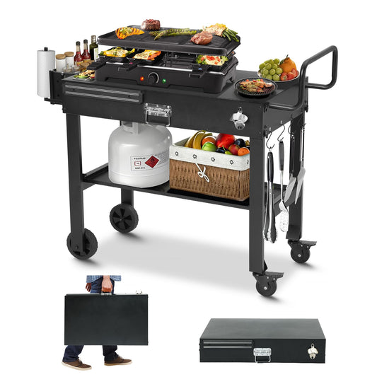 Portable Foldable Outdoor Grill Cart for Camping