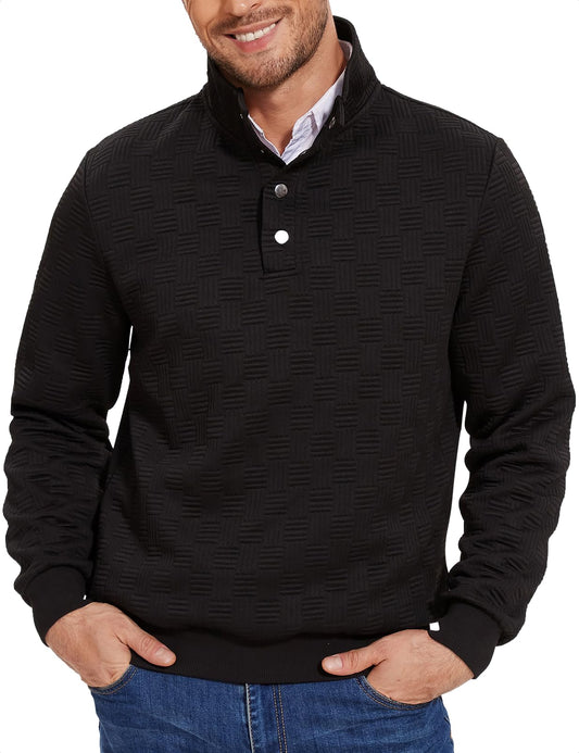 Men's Quilted Sweatshirt Pullover Long Sleeve