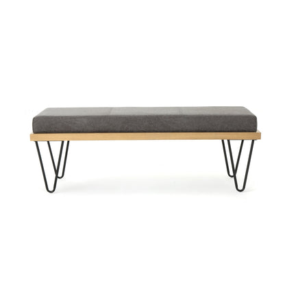 Christopher Knight Home Elisha Industrial Modern Microfiber Bench, Slate / Matte Black