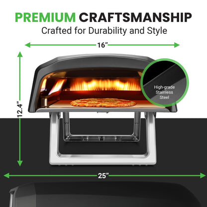NutriChef Outdoor Gas Pizza Oven - Cooks 12" Pizza
