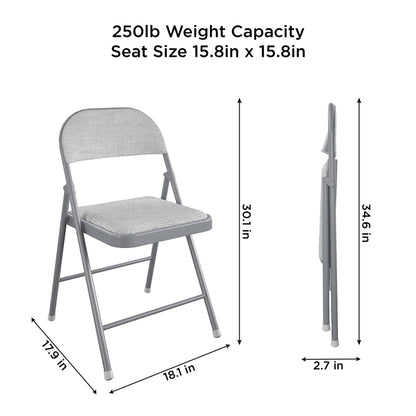 COSCO SmartFold® Fabric Folding Chair, 4-Pack, Gray