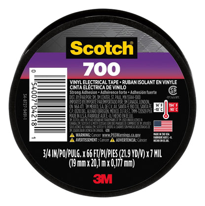 Scotch Vinyl 700 Electrical Tape, 3/4" x 66'