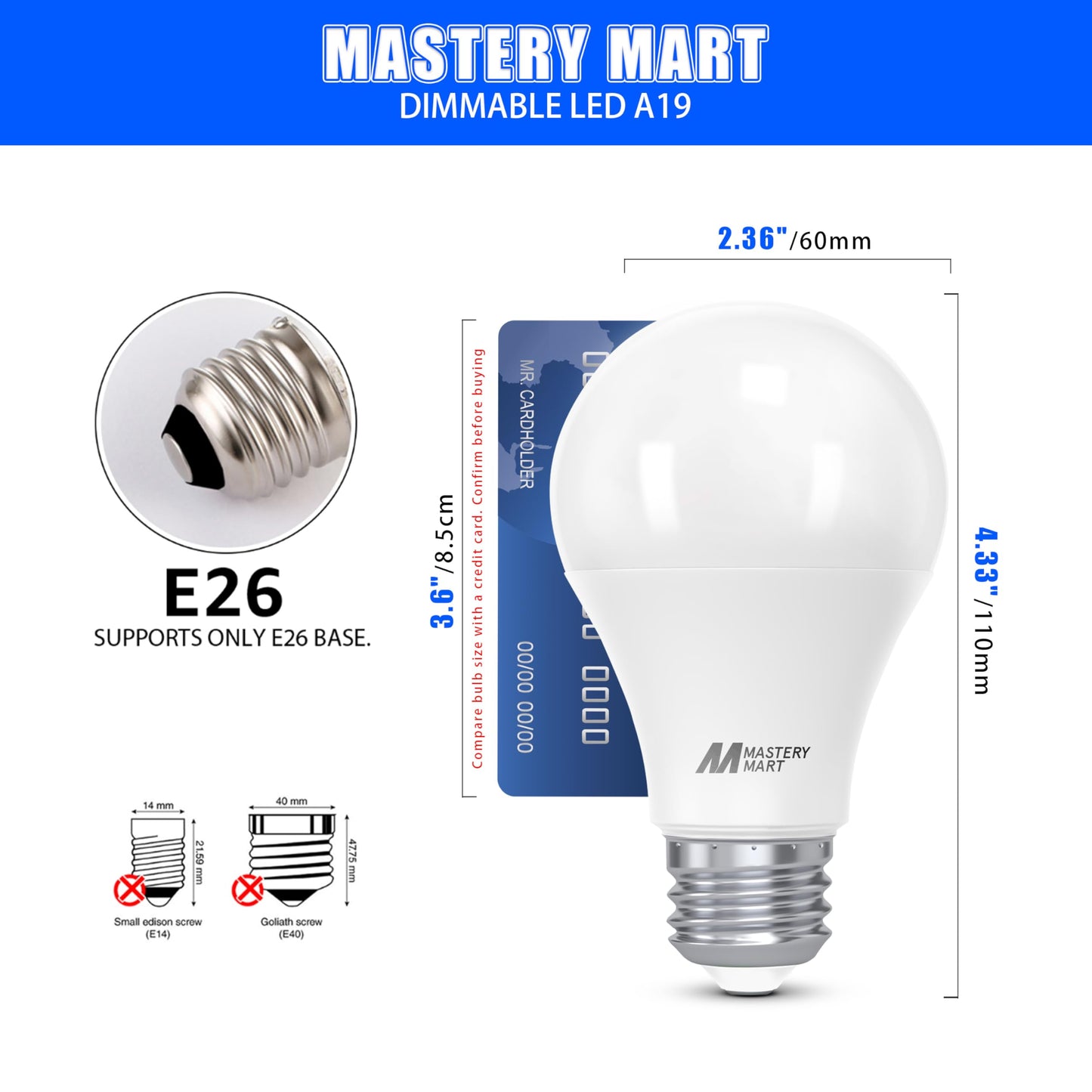 12 Pack MASTERY MART LED Light Bulbs 1500 Lumens