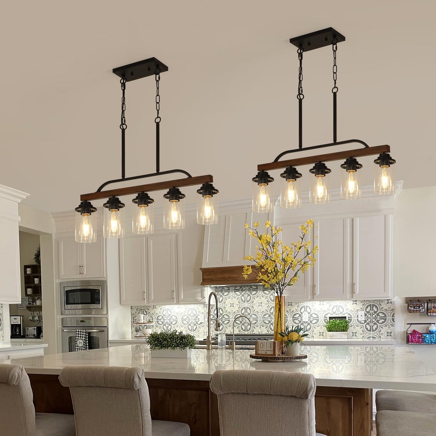 KEESFU 5-Light Farmhouse Pendant Light Fixture