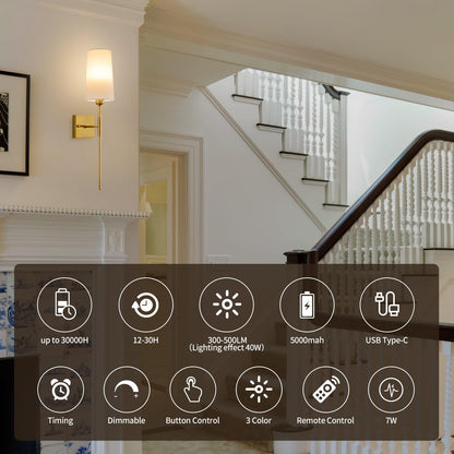 Rechargeable Wireless Wall Sconces with Remote Set