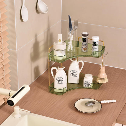 2 Tier Bathroom Counter Organizer with Hooks