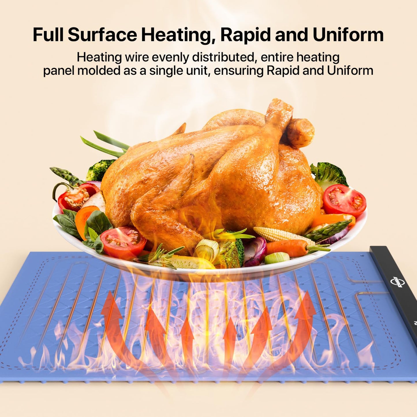 Electric Warming Tray with 3 Temperature Settings